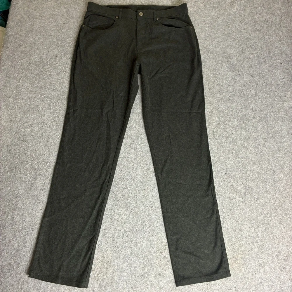 Kirkland Signature Mens Brushed Pants 33x31 Charcoal Gray Stretch Cotton